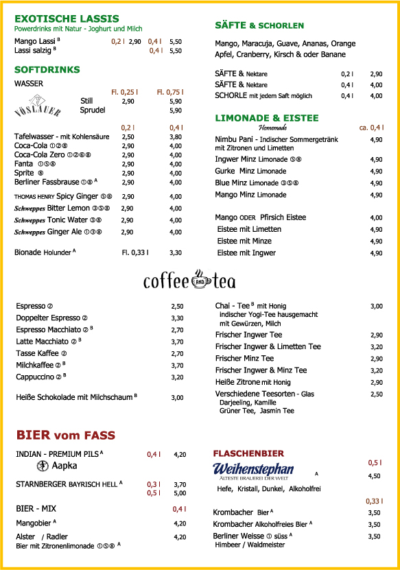 Mango Lassi Coffee Tea Beer